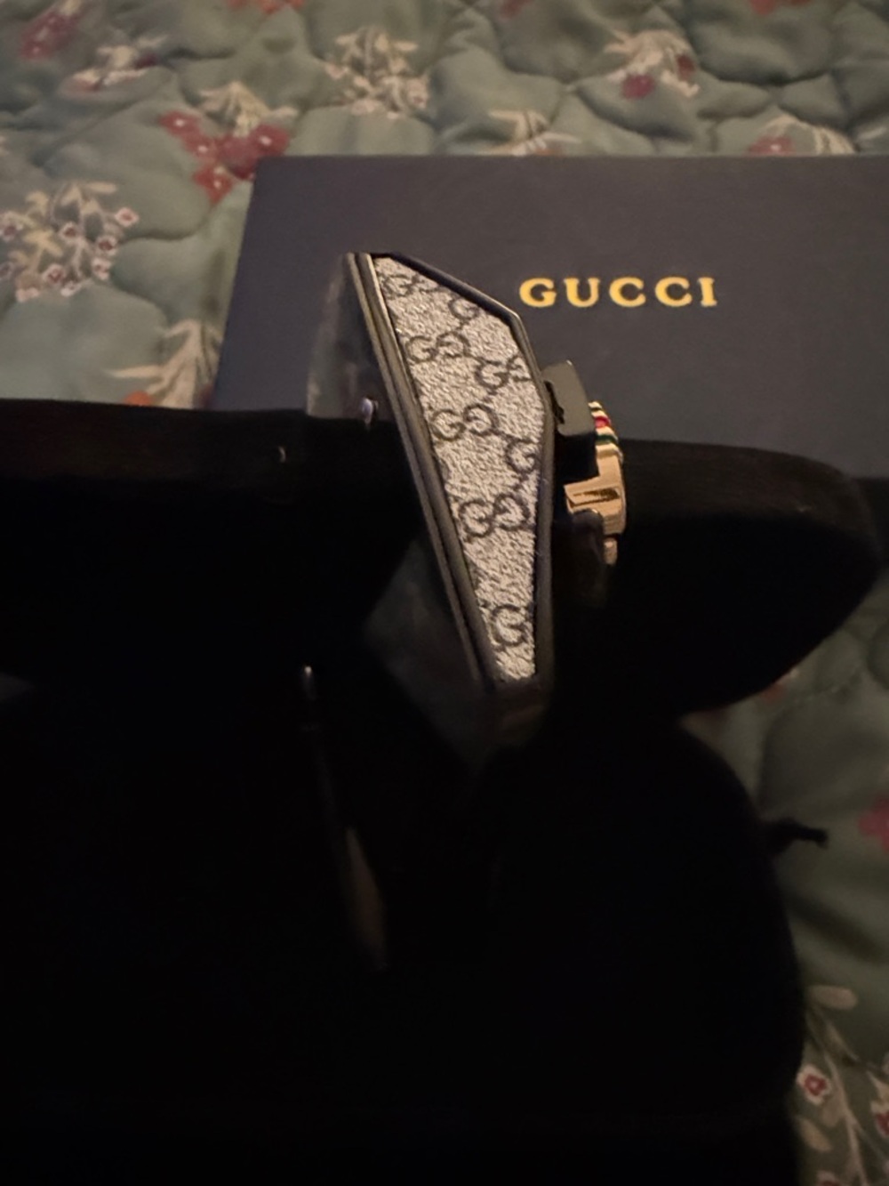 Gucci Rimless Shield Sunglasses in Smoke Black - Picture 3 of 9